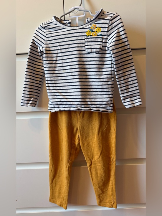 Carter's Other - Carter’s Toddler Girl 2T 2Pc Outfit Striped Long Sleeve Top Mustard Pants Cotton